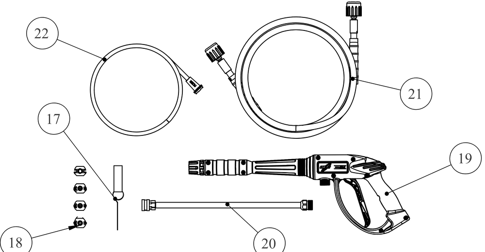 Spray Wand Diagram and Parts List for CC3024H (26BFFH5710 )(2019) Cub Cadet Pressure Washer